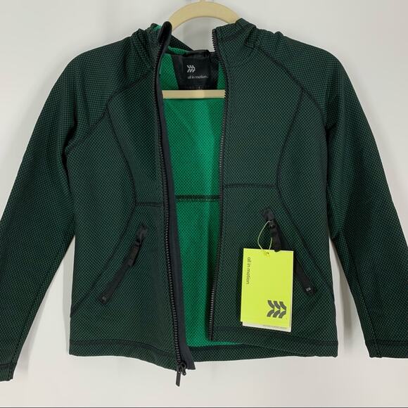All In Motion Woven Fleece Jacket Green Kids Small - Picture 7 of 7